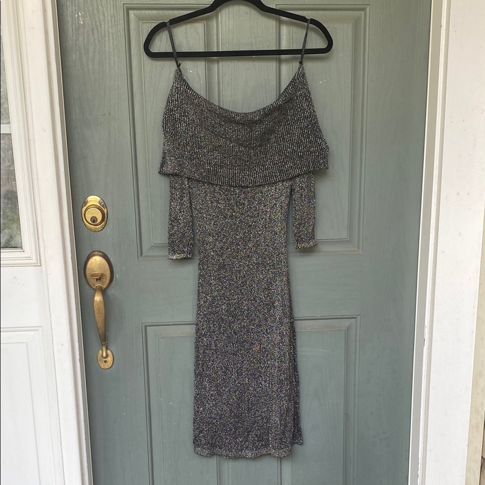 Express Silver Bodycon Cocktail Dress
